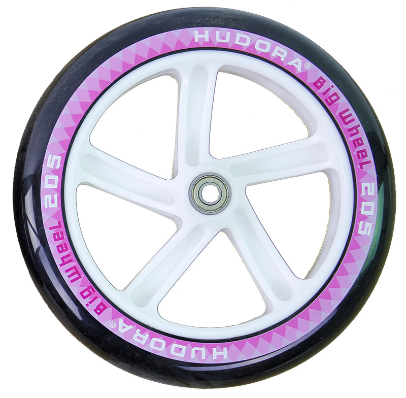 2 x Ersatzrad Hudora Roller Scooter Big Wheel 205 schwarz weiß rosa